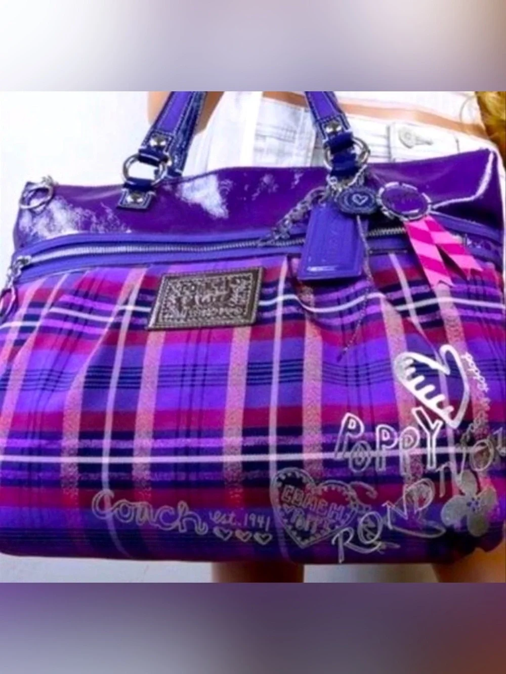 Rare! Coach Poppy Glam Large tote handbag